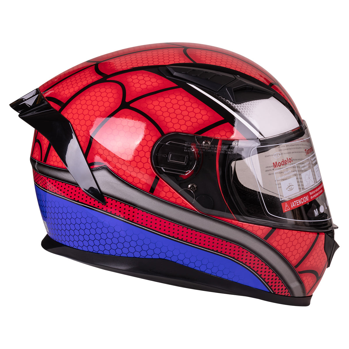 CASCO CERRADO DOBLE VISOR CON GRÁFICO TIPO SPIDERMAN TALLA "XL" VENDELL MOD. 129 PLUS FULL FACE