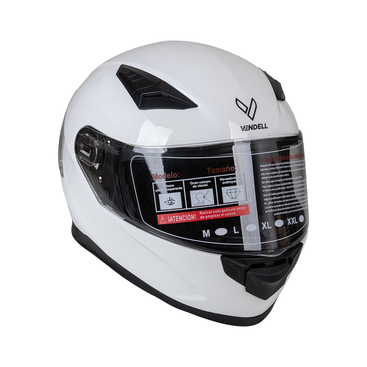 CASCO CERRADO DOBLE VISOR BLANCO TALLA "M" VENDELL MOD. 129 PLUS FULL FACE