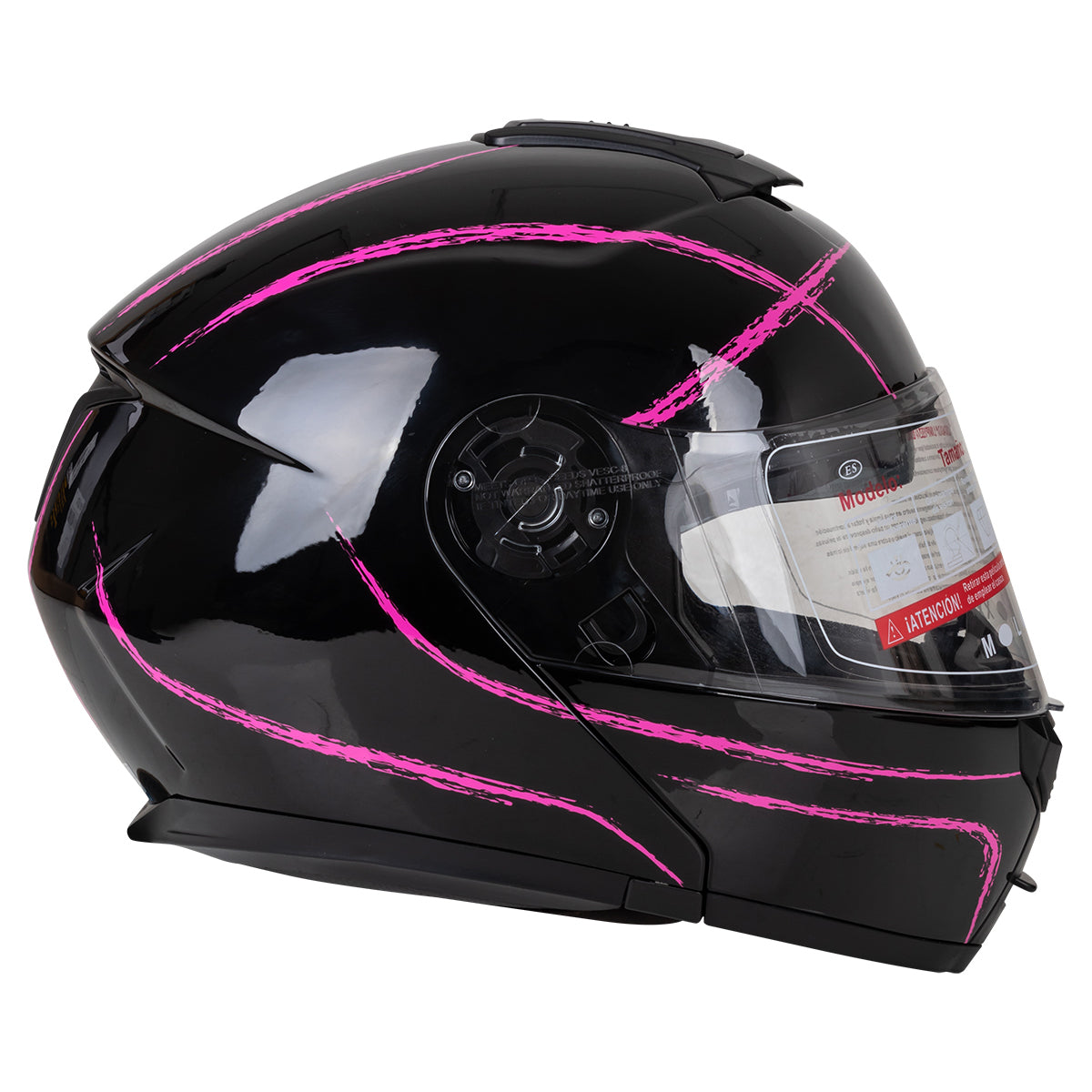 CASCO ABATIBLE DOBLE VISOR CON GRÁFICO FLASH NEGRO-MORADO TALLA "L" VENDELL MOD. HS 159 PLUS FLIP UP