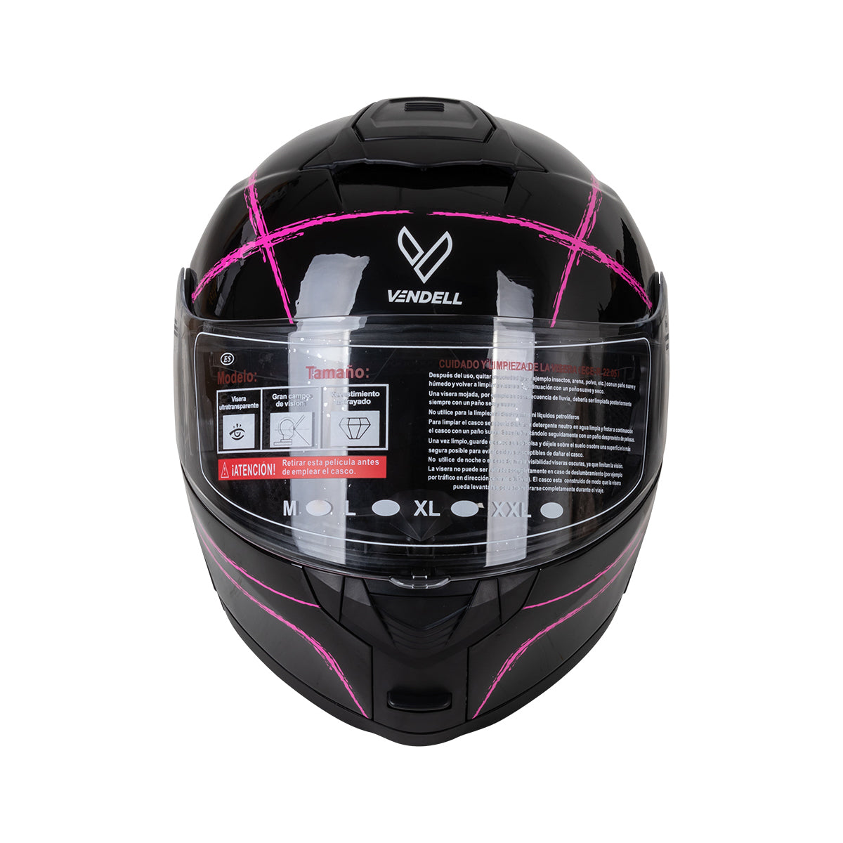 CASCO ABATIBLE DOBLE VISOR CON GRÁFICO FLASH NEGRO-MORADO TALLA "L" VENDELL MOD. HS 159 PLUS FLIP UP