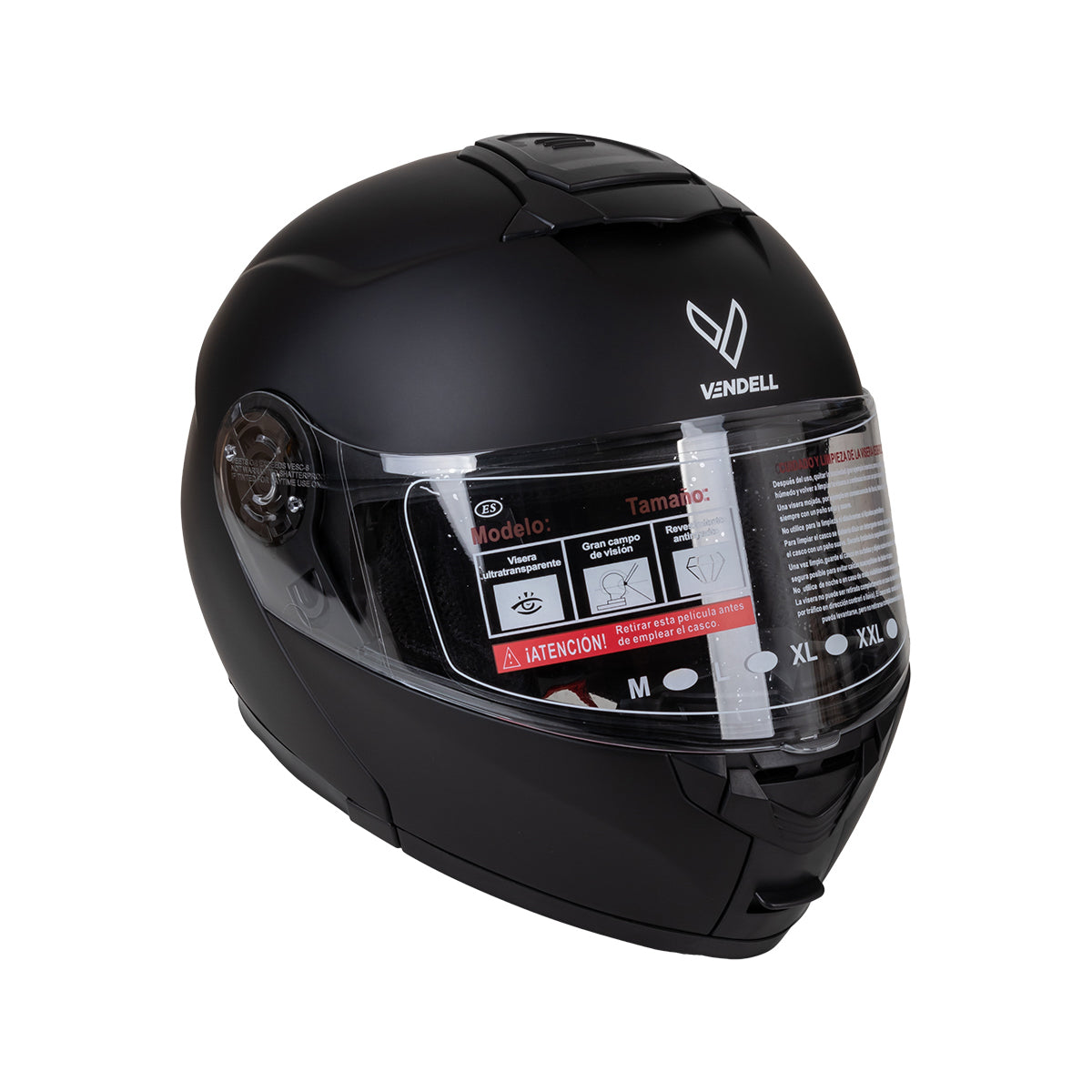 CASCO ABATIBLE DOBLE VISOR NEGRO MATE TALLA "XL" VENDELL MOD, HS 159 PLUS FLIP UP