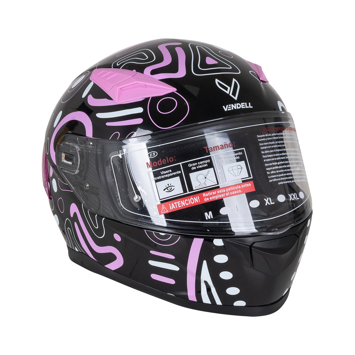 CASCO CERRADO DOBLE VISOR DOODLE LILA L VENDELL 129